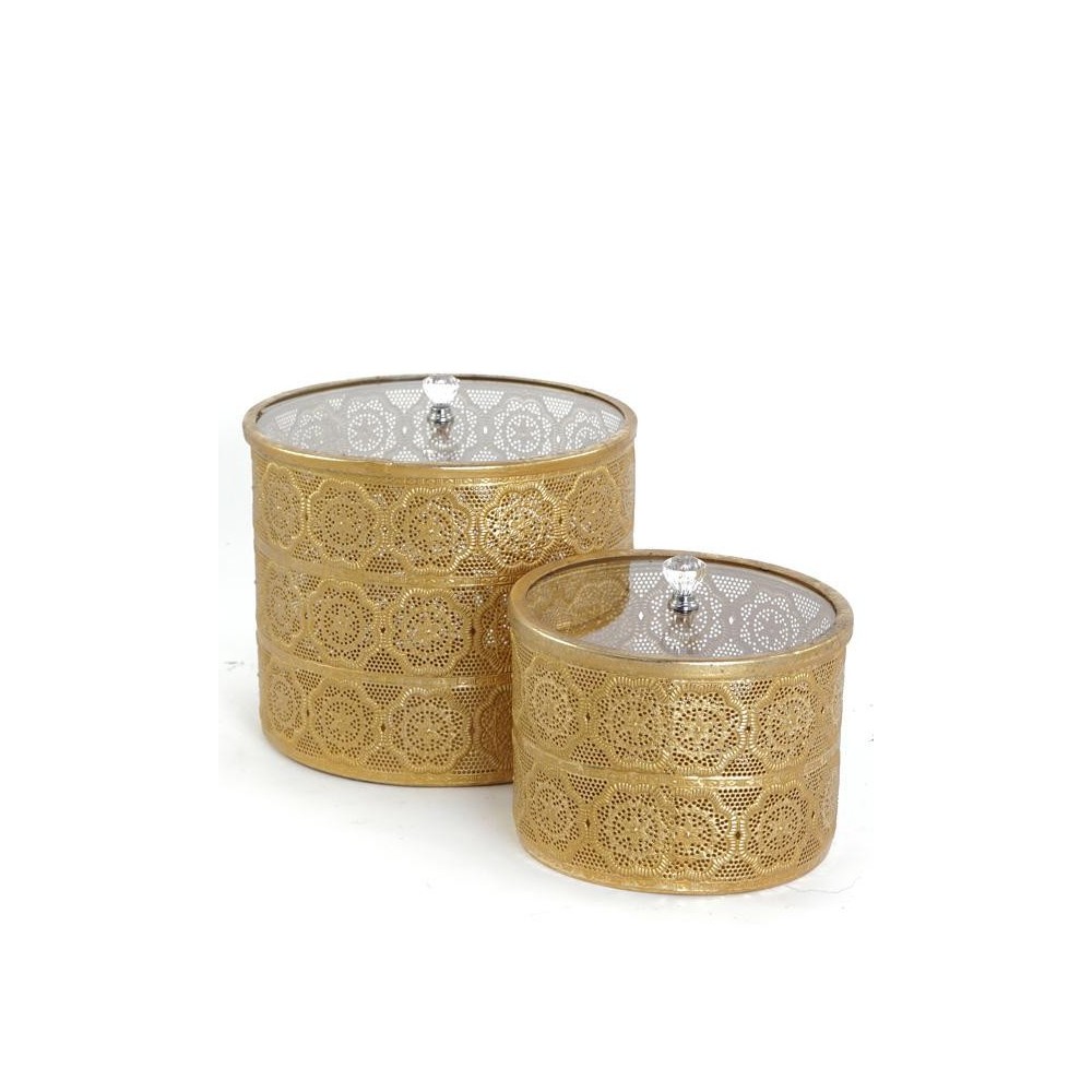 SET 2 SCATOLE ORO METALLO-VETR